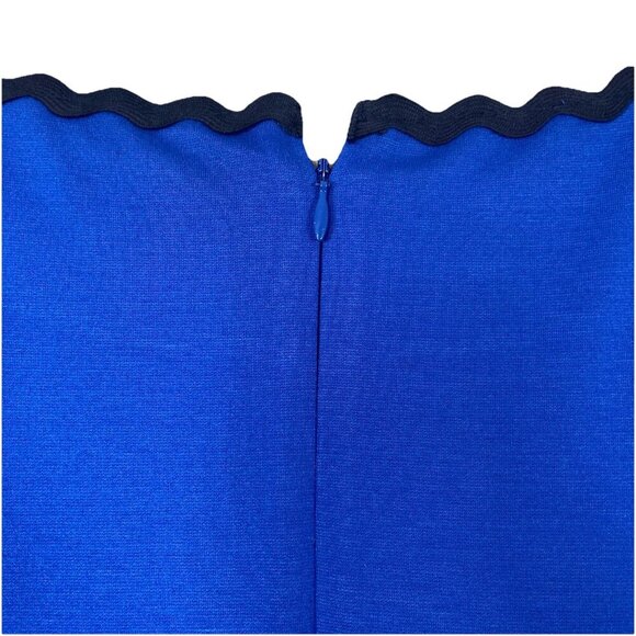 Talbots Refined Ponte Rickrack Trimmed Blue Sheath Midi Dress Size 20 Office - Picture 5 of 11